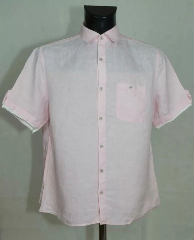 NEXT Shirts Button Ups NEXT SHIRT SHORT SLEEVE 100%LINEN SIZE M VGC Pink