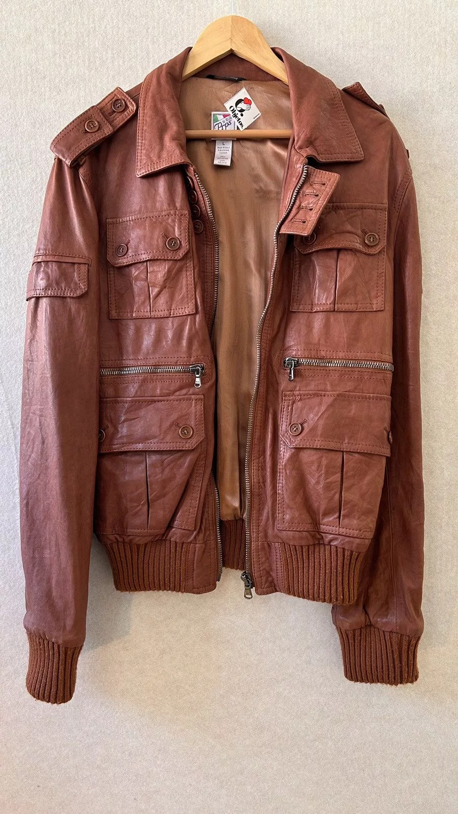 Prps Leather Jackets PRPS LEATHER BIKER MADE IN ITALY Brown