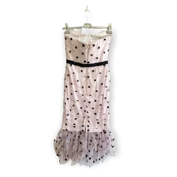 Marchesa Midi Dresses Marchesa Notte Strapless Sequin Polka Dot Tulle Cocktail Dre Multi