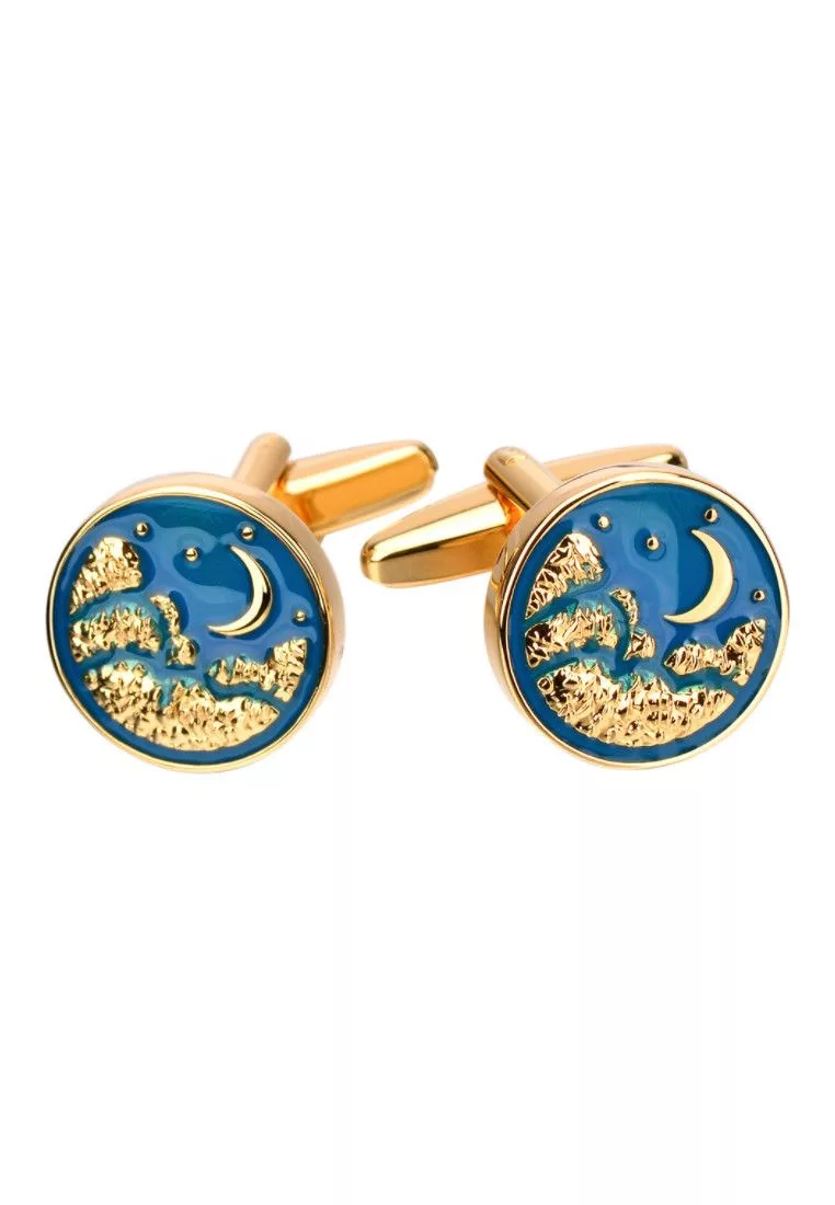 Other Miscellaneous Other Gold Moon and Blue Planet Men Cufflinks Multi