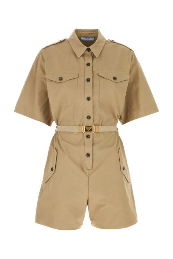 Prada Jumpsuits Prada Khaki Cotton Jumpsuit Multi