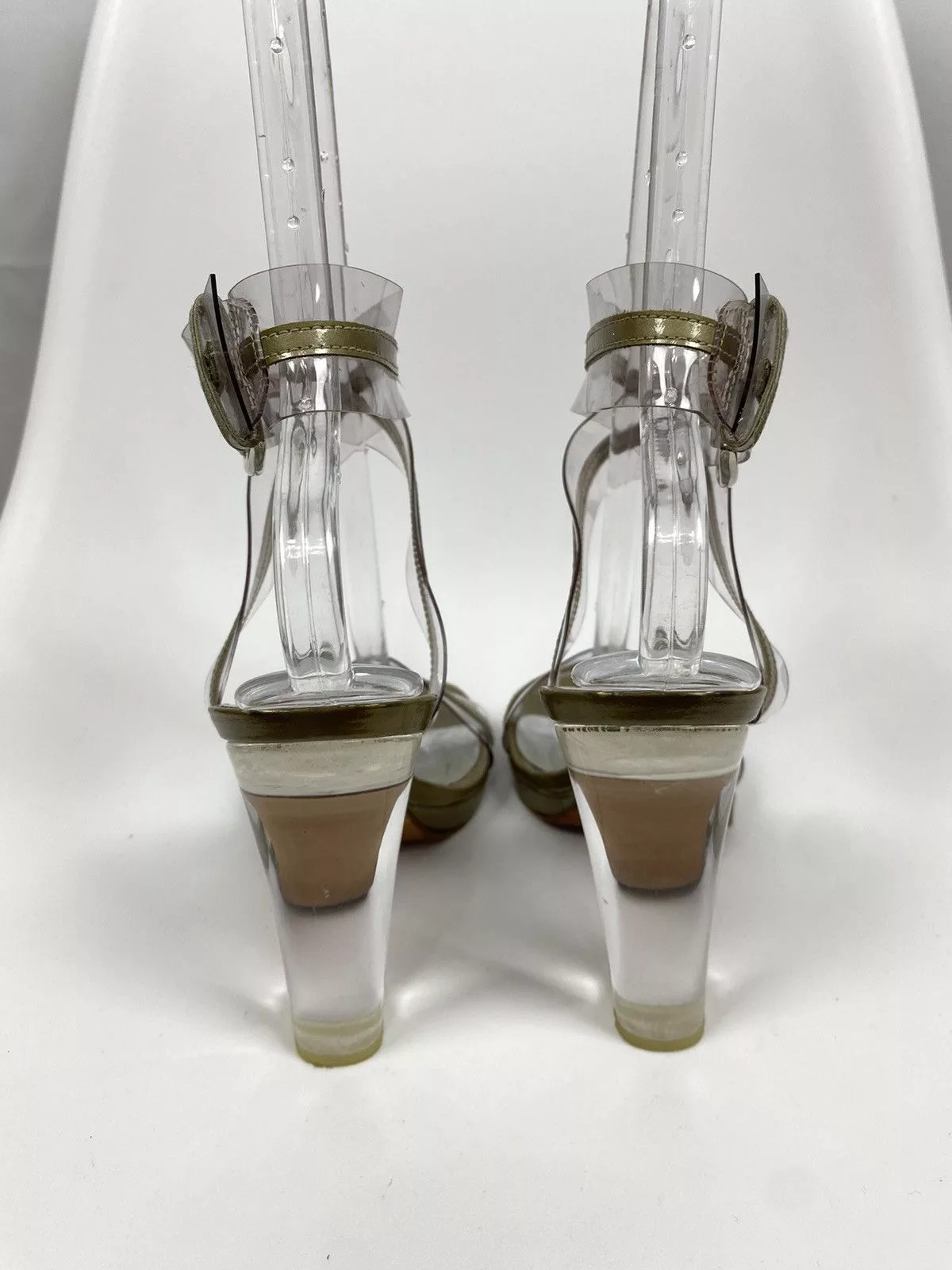 Stuart Weitzman Sandals Stuart Weitzman × Vintage Y2K Stuart Weitzman Clear Strappy Acrylic Heel Sandals 38 Beige Streetwear