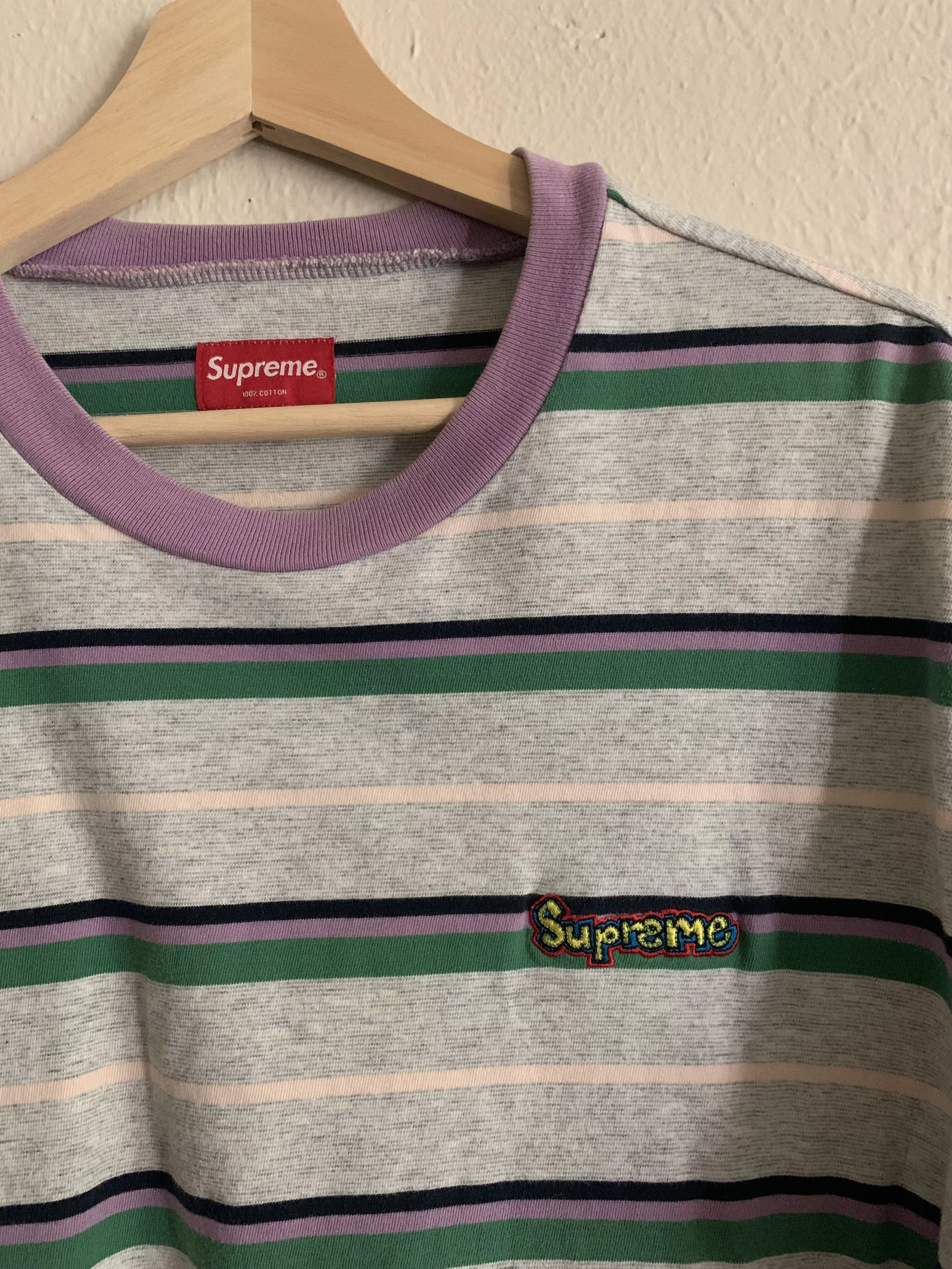 Supreme Short Sleeve T Shirts Supreme Heather Stripe Top Size M Black