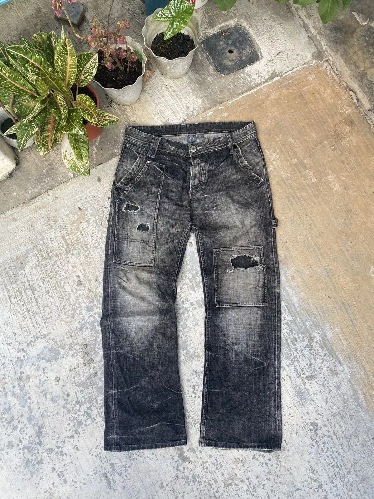 Armani Exchange Denim Armani Exchange × If Six Was Nine Armani Exchange Patchwork Flare Jeans Black