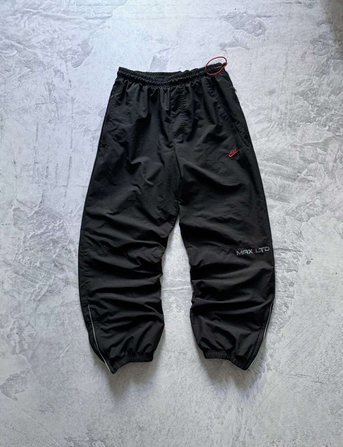 Nike Sweatpants Joggers Nike × Vintage 00s Nike Vintage Nylon Airmax Joogers Pants Y2K Baggy Drill Black Streetwear