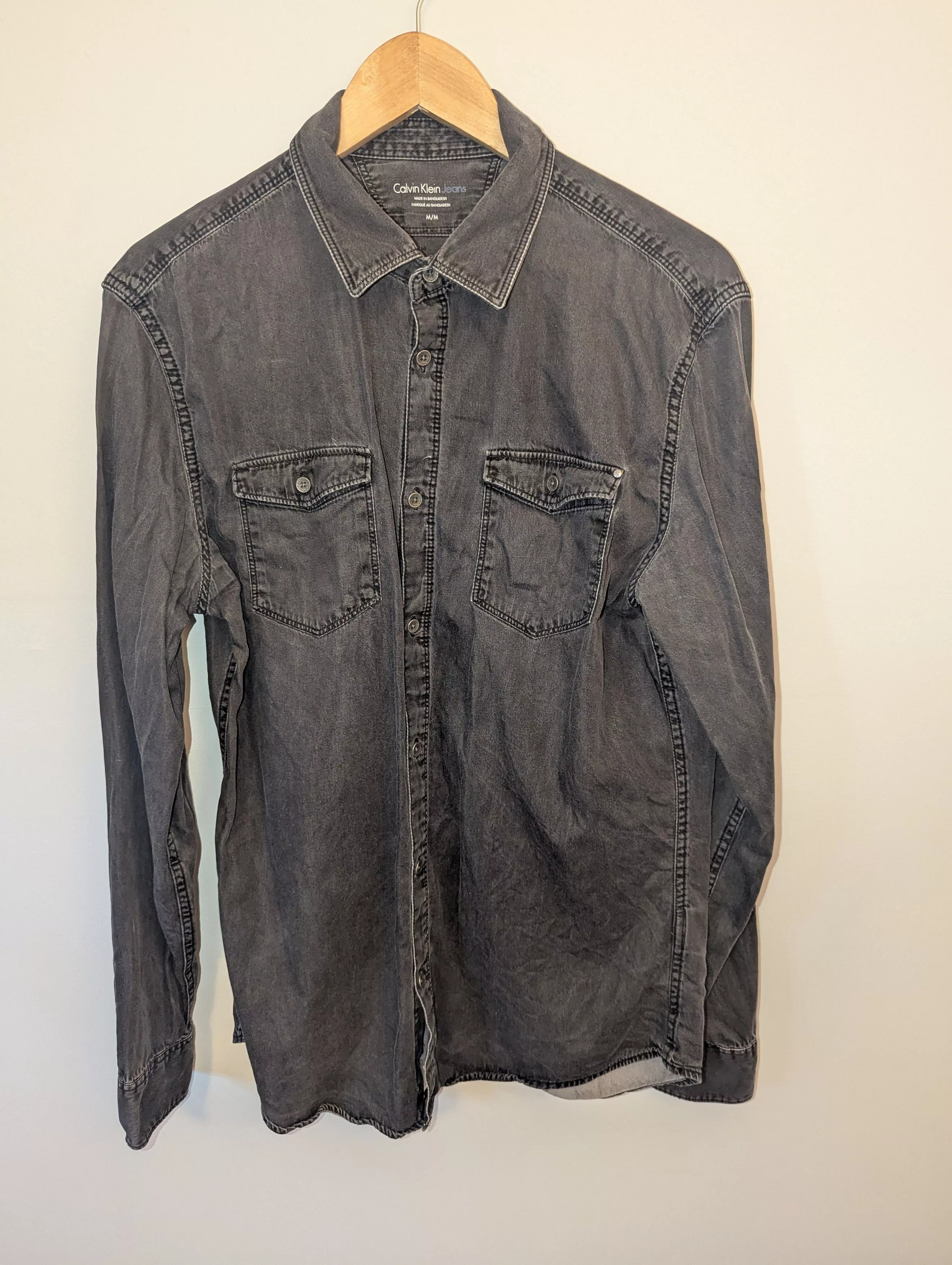 Calvin Klein Shirts Button Ups Men's Calvin Klein Black Denim Button-Up Shirt
