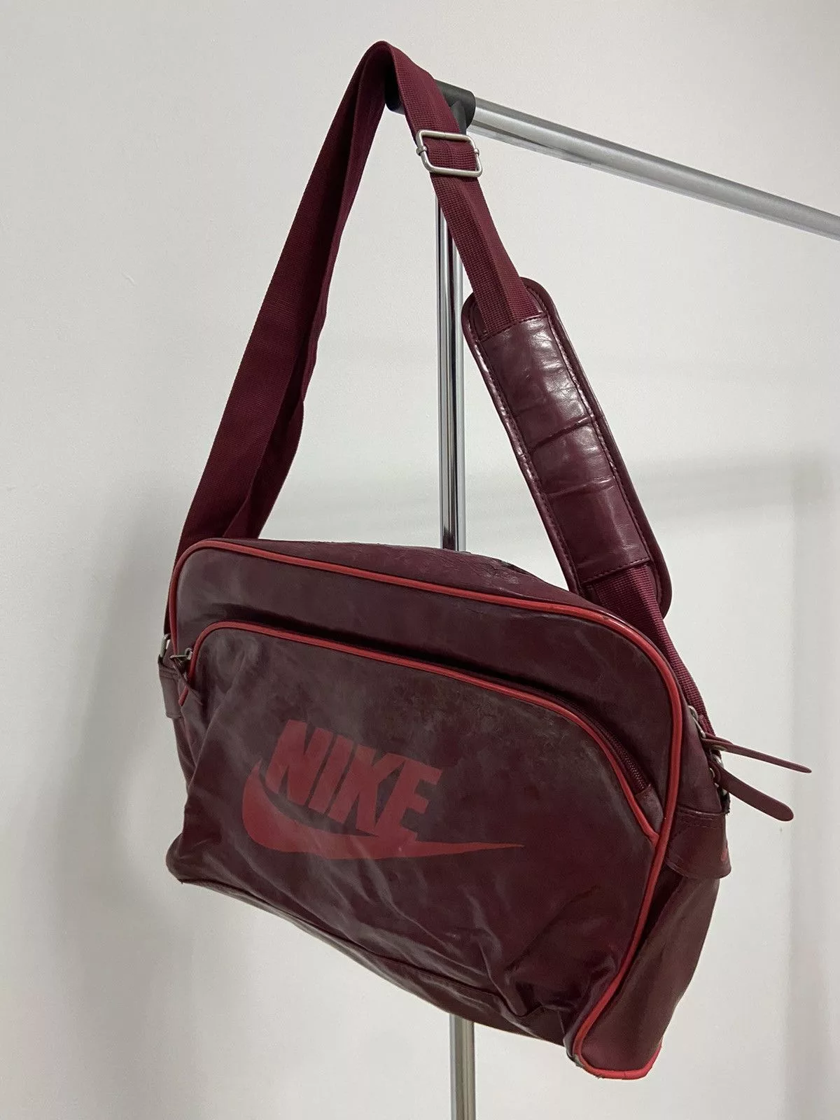 Nike Bags Luggage Nike × Vintage Nike Vintage Shoulder Bag Leather Big Logo Y2K Style Red Streetwear