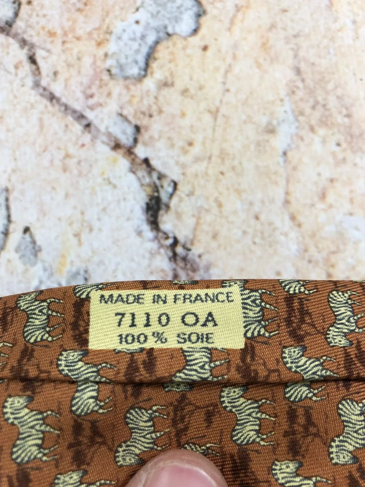 Hermes Ties Pocketsquares Hermes silk tie animal zebra Orange