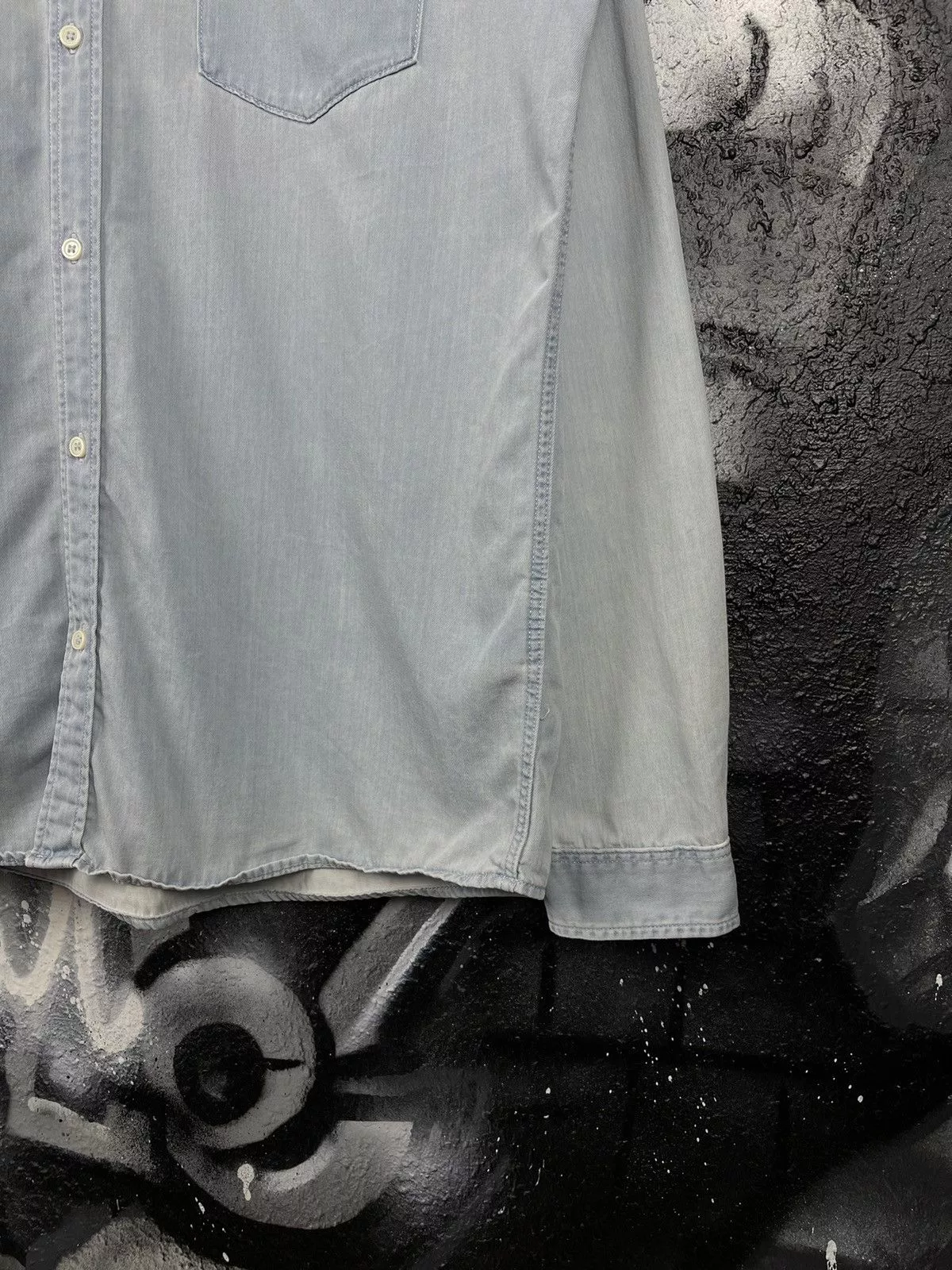 Cos Shirts Button Ups Cos × Designer COS Washed Blue Designed Shirt Button Up Men’s Size L Streetwear
