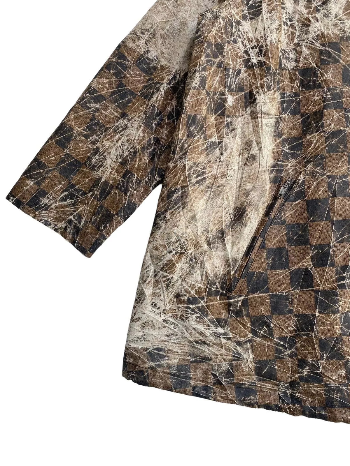 Fendi Jackets Fendi × Vintage 80s FENDI zucca all overprinted checkerboard oversize jacket Brown