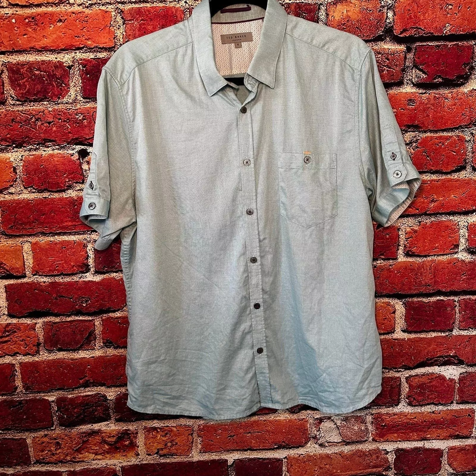 Ted Baker Shirts Button Ups Mens ted baker, short sleeve button down size 5 Beige
