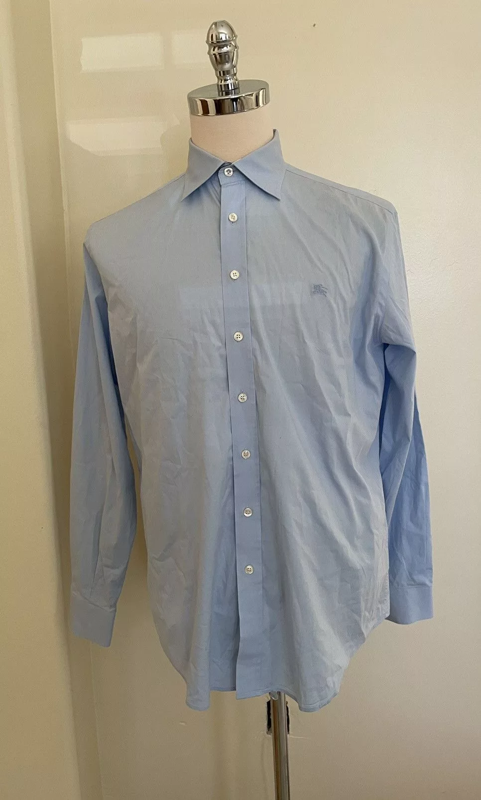 Burberry Shirts Button Ups Burberry Nova Check Trim Spread Collar Shirt Blue