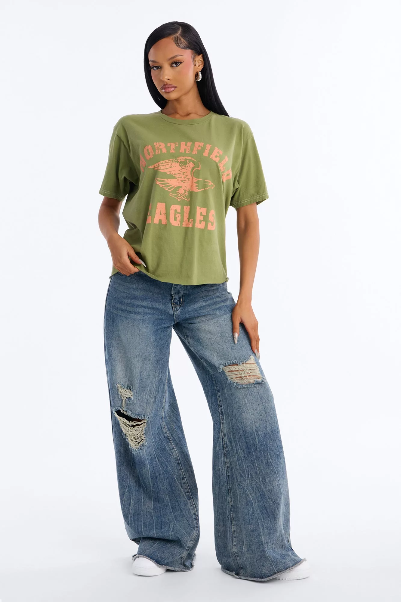 Eagles Athletic Oversized Tee - Olive