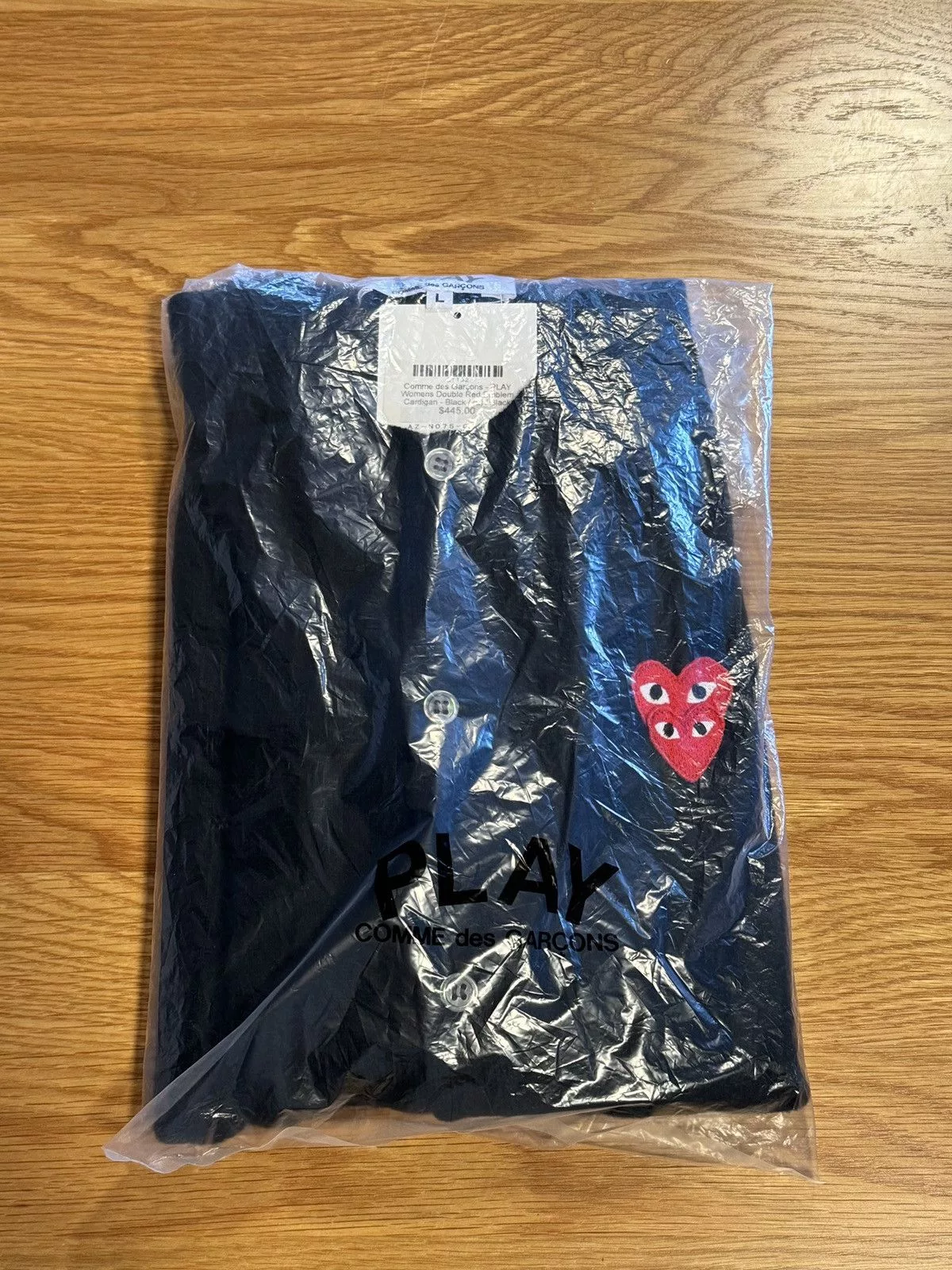 Comme des Garcons PLAY Sweaters Comme des Garcons PLAY Comme Des Garćons Play overlapping heart wool cardigan Black