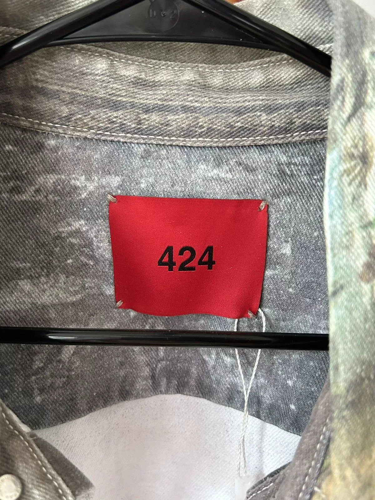 424 Denim Jackets 424 Graphic Print Denim Jacket Blue