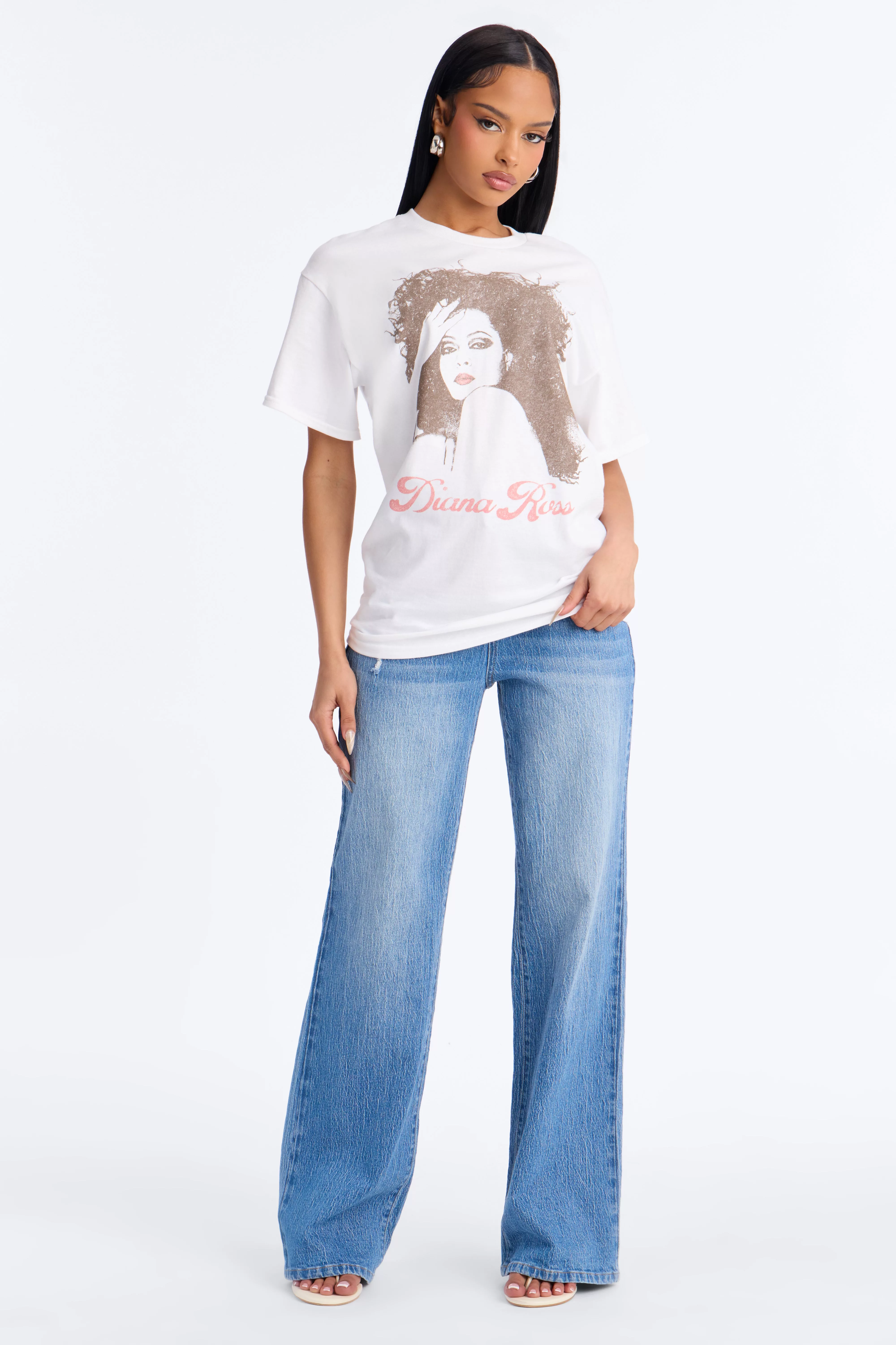 Diana Ross Classic Portrait Oversized Tee - White