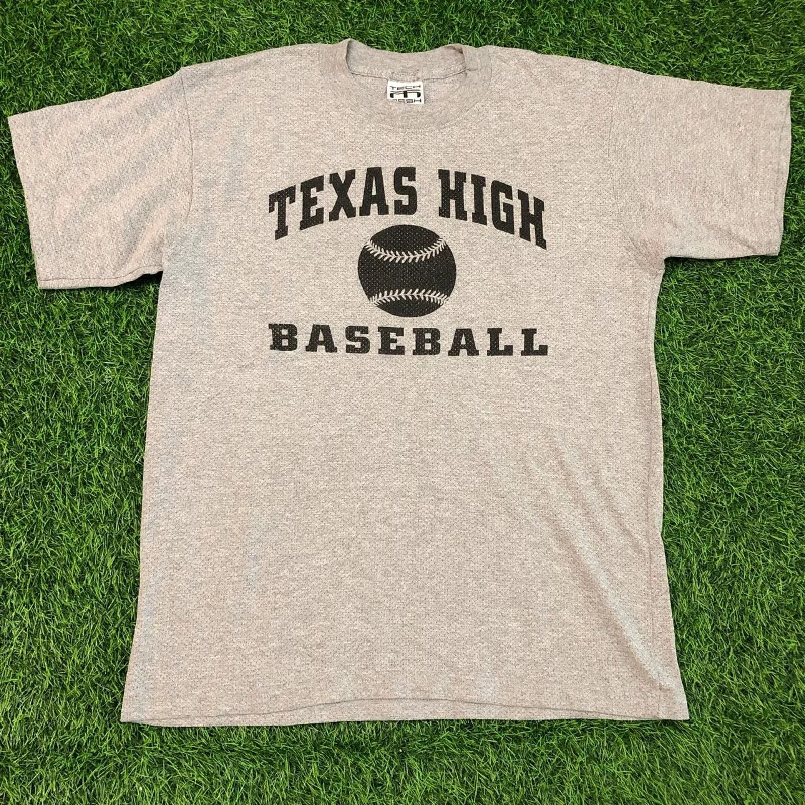 Other Short Sleeve T Shirts Other Men’s Grey Tech Mesh ‘Texas High Baseball’ Graphic Tee Gray