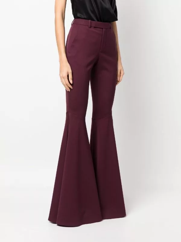 Saint Laurent Paris Pants Saint Laurent Paris o1b1hav110724 Flared Pants in Gabardine in Marroon