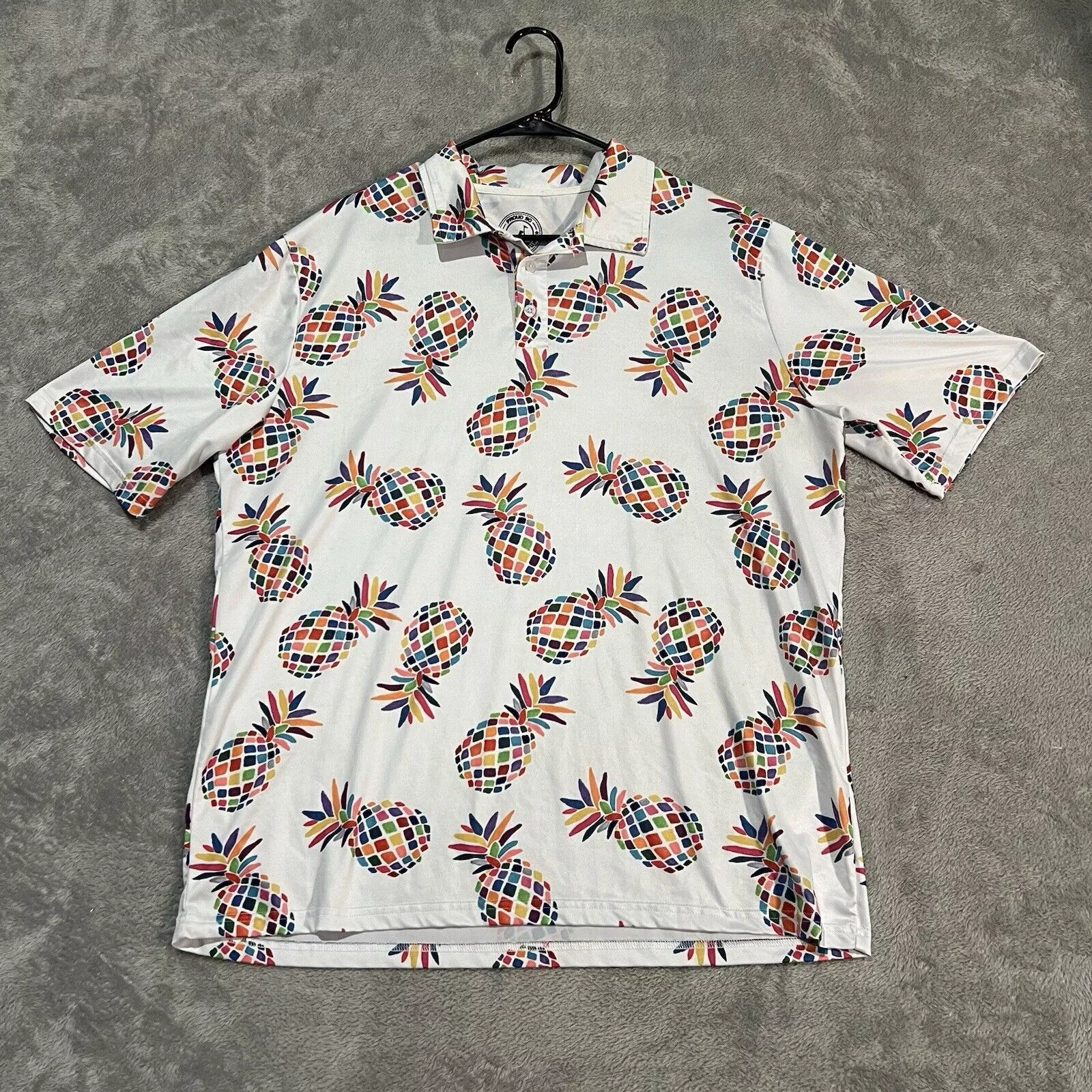 Other Polos Other Proud 90 Golf Polo Men's XL White Pineapple Print Breathable