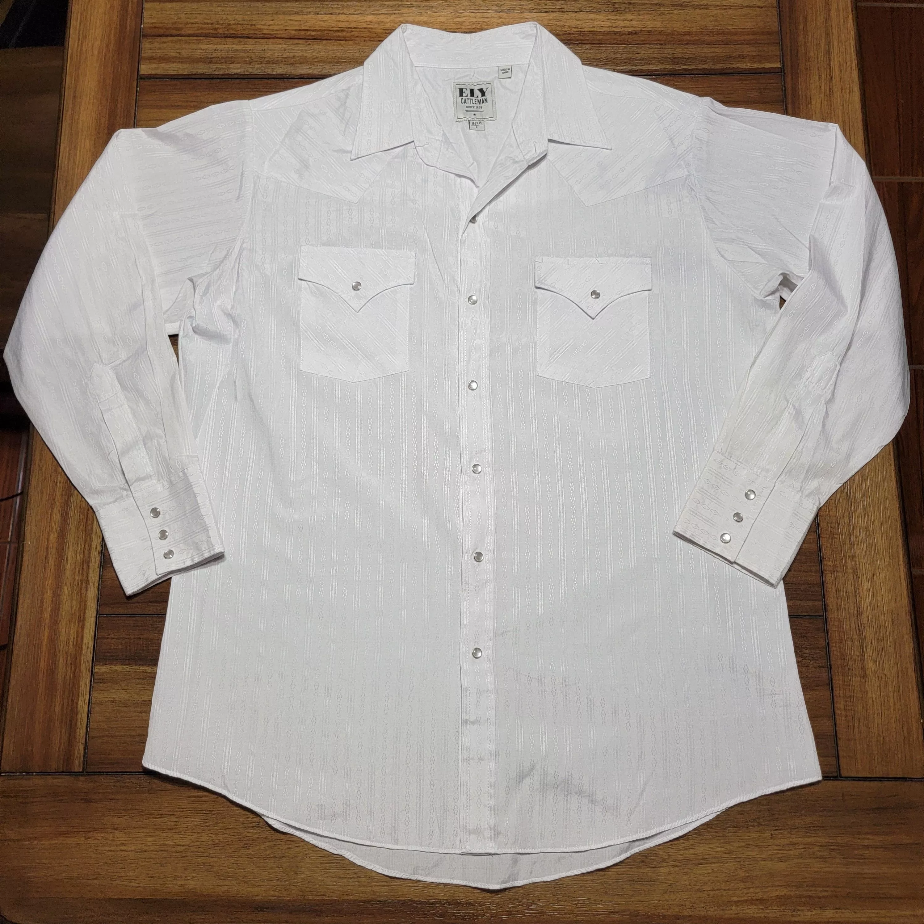 Other Shirts Button Ups Other Ely Cattleman Pearl Snaps LS Western - Large (16 1/2 x 34) White