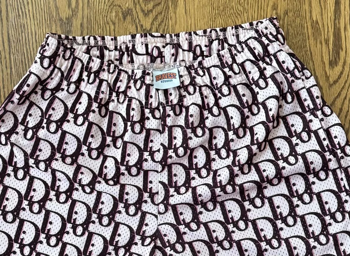Bravest Studios Shorts Bravest Studios Pink Burgundy Oblique Mesh Shorts- Medium