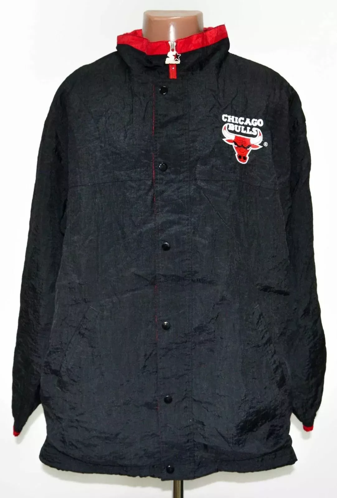 Starter Light Jackets NBA CHICAGO BULLS COAT JACKET JERSEY STARTER SIZE L ADULT Black