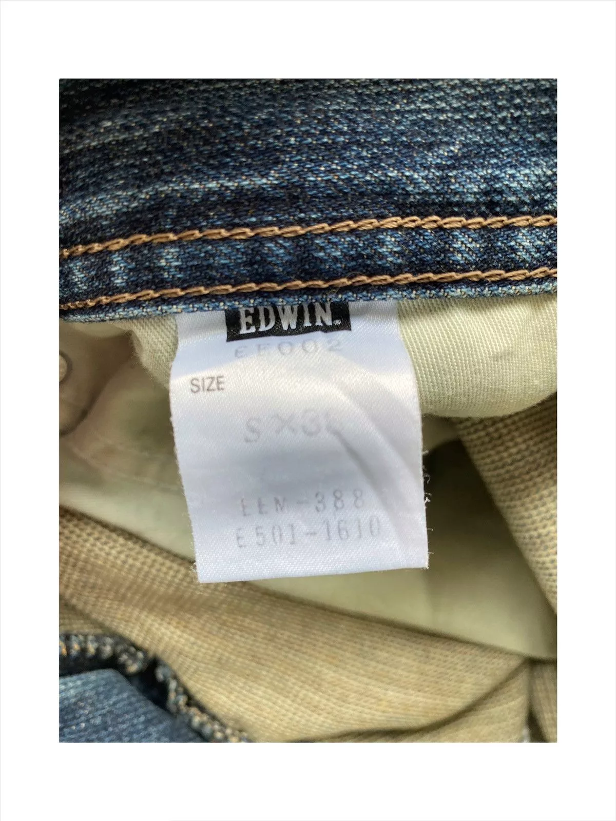 Edwin Denim Vtg Edwin E-function Curved Leg Distressed Denim MadeInJapan Blue Vintage