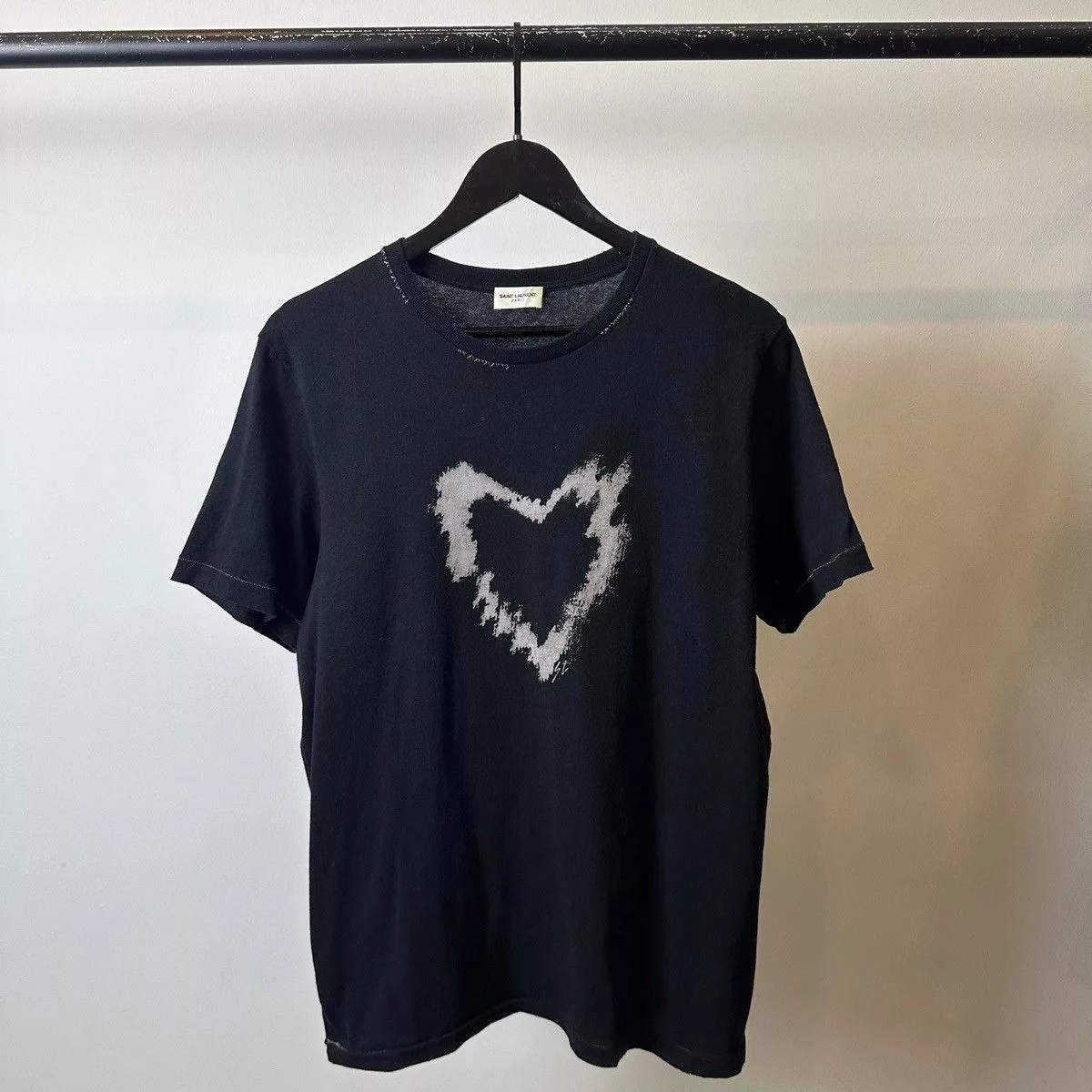 Saint Laurent Paris Short Sleeve T Shirts Saint Laurent Paris SAINT LAURENT HEART BLACK T SHIRT Luxury