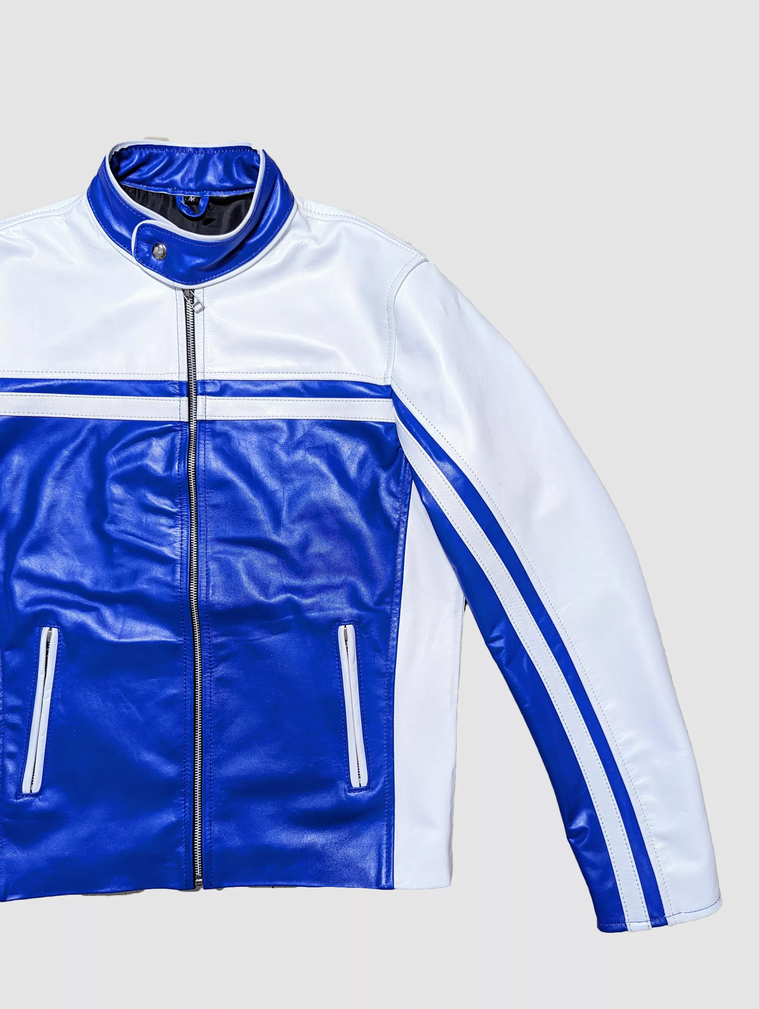 Genuine Leather Leather Jackets Genuine Leather Men's Fashion Leather Jacket Streetwear Blue Vintage