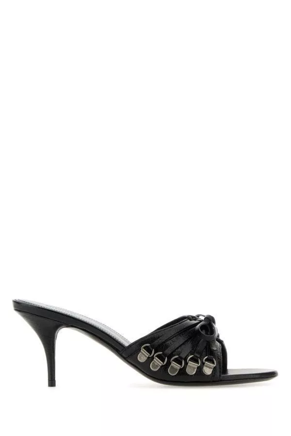 Balenciaga Sandals Balenciaga Black Leather Cagole Mules Multi