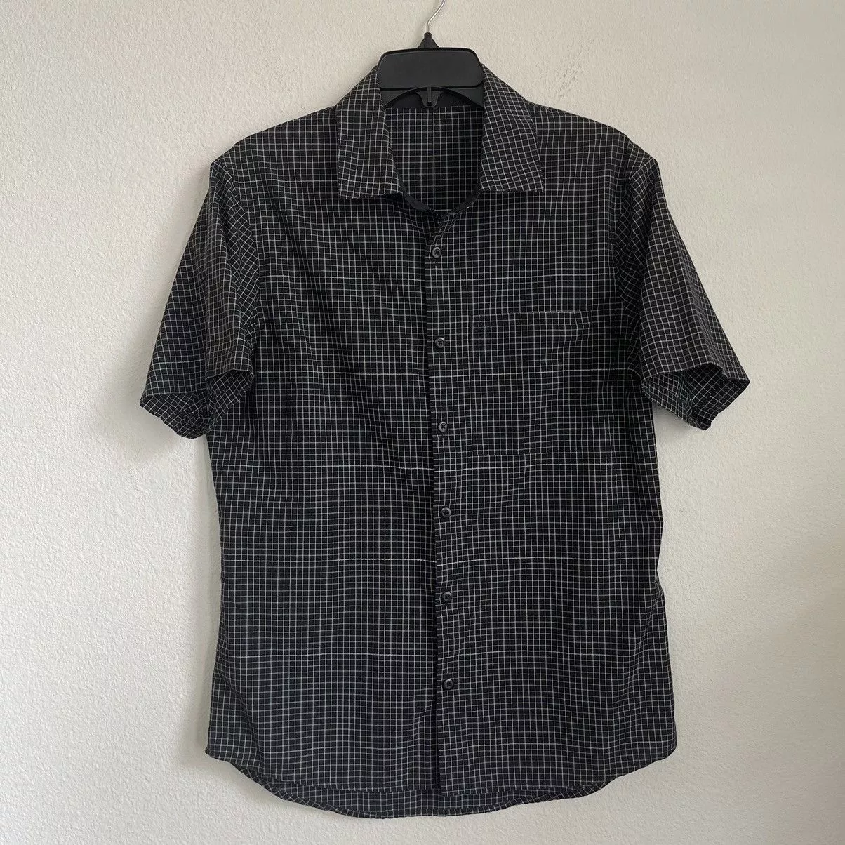 Lululemon Shirts Button Ups Lululemon Button Down Short Sleeve Checkered Pocket Shirt Black