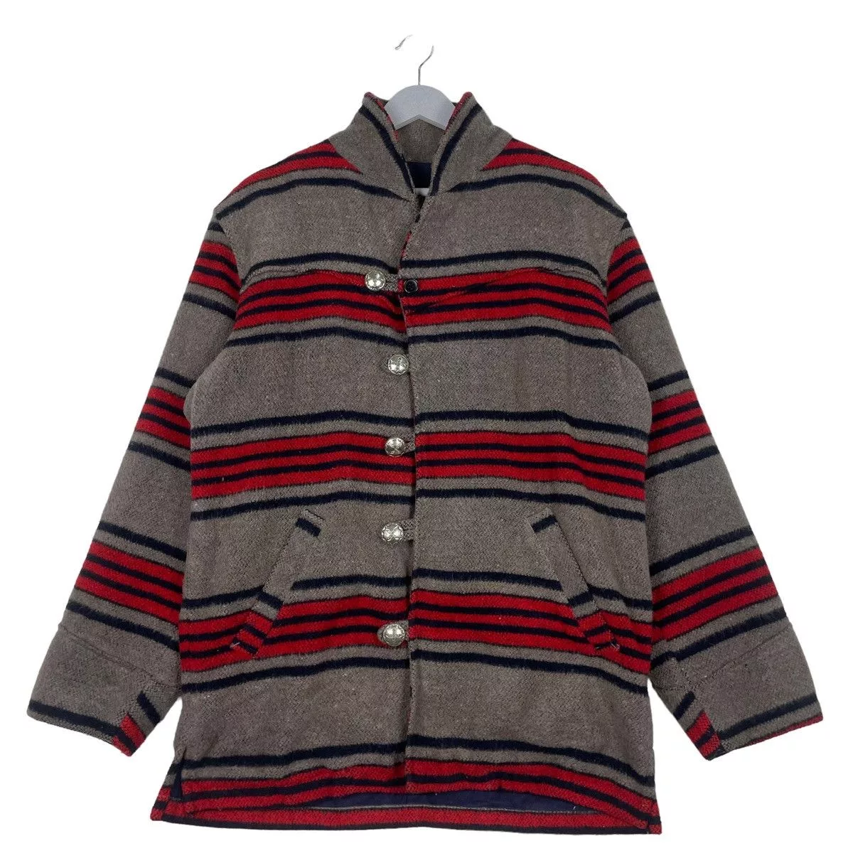 Designer Light Jackets Designer × Japanese Brand × Vintage 💥DEPT STRIPED BUTTON WOOL JACKET Brown