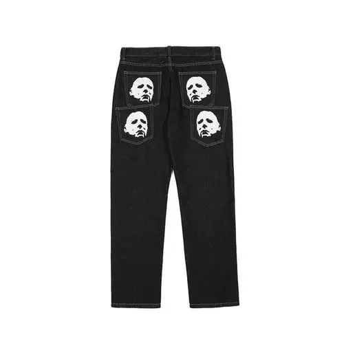 Individualized Shirts Denim Individualized Shirts × Jean Streetwear Head Design Baggy Jeans Black