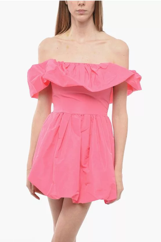 MSGM Mini Dresses MSGM og1mm0724 Off Shoulder Mini Dress in Pink