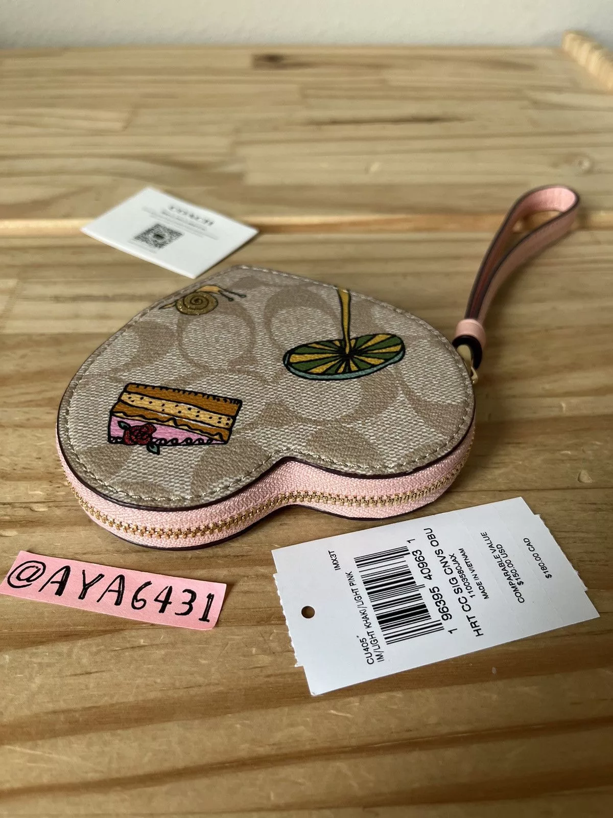 Coach Wallets Coach heart coin case Pink