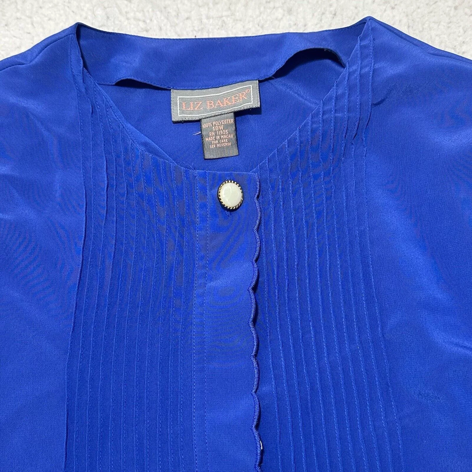 Other Blouses Other Liz Baker 18W Lightweight Button Down Blouse Royal Blue