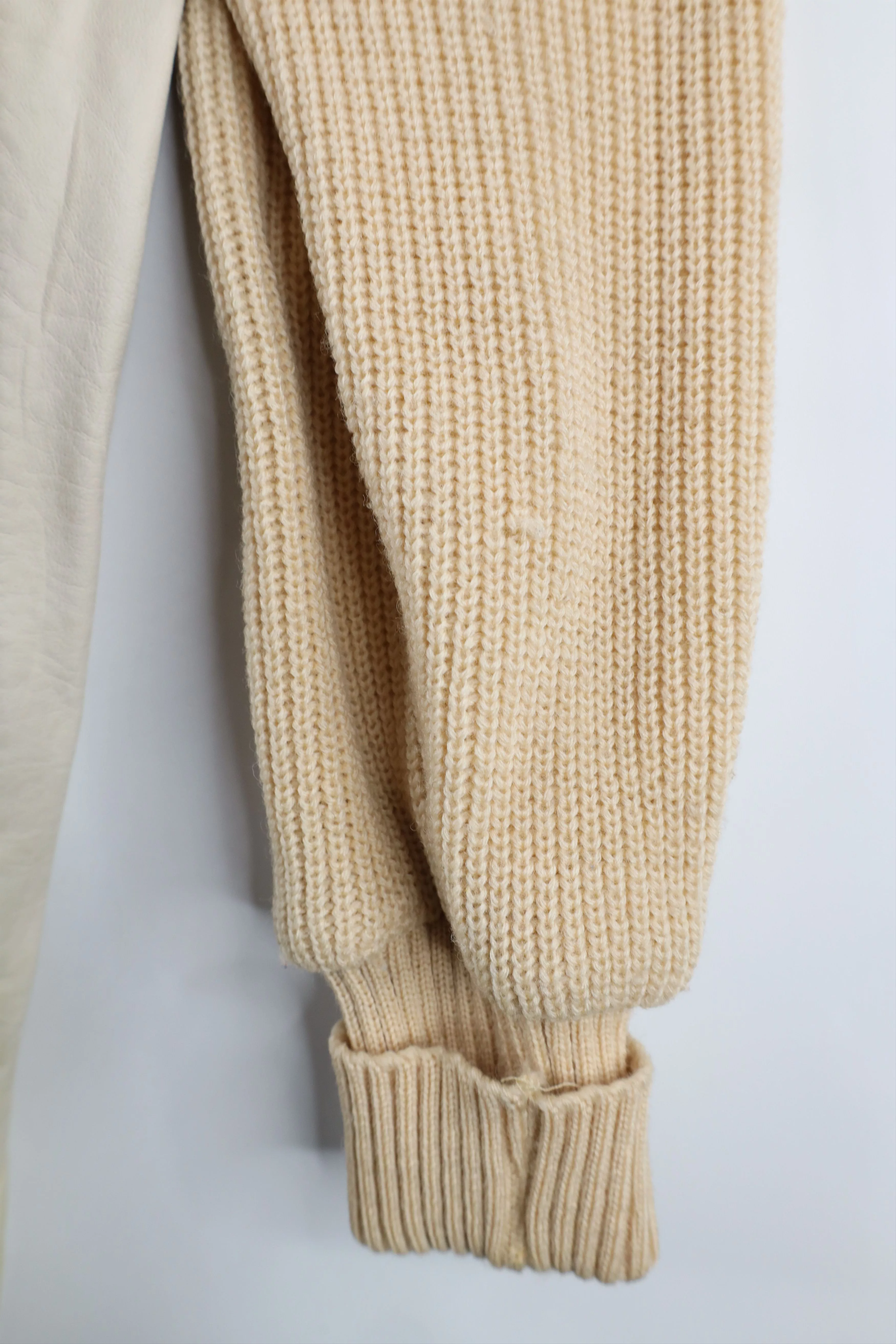 Vintage Light Jackets Vintage 60s Wool Knit Button Sweater Jacket Beige USA