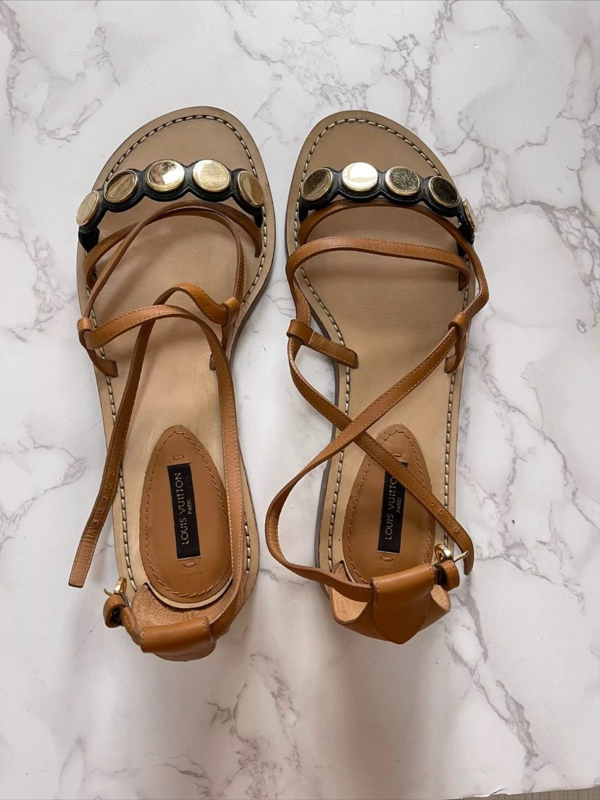 Louis Vuitton Sandals Louis Vuitton Gold Leather sandal Brown