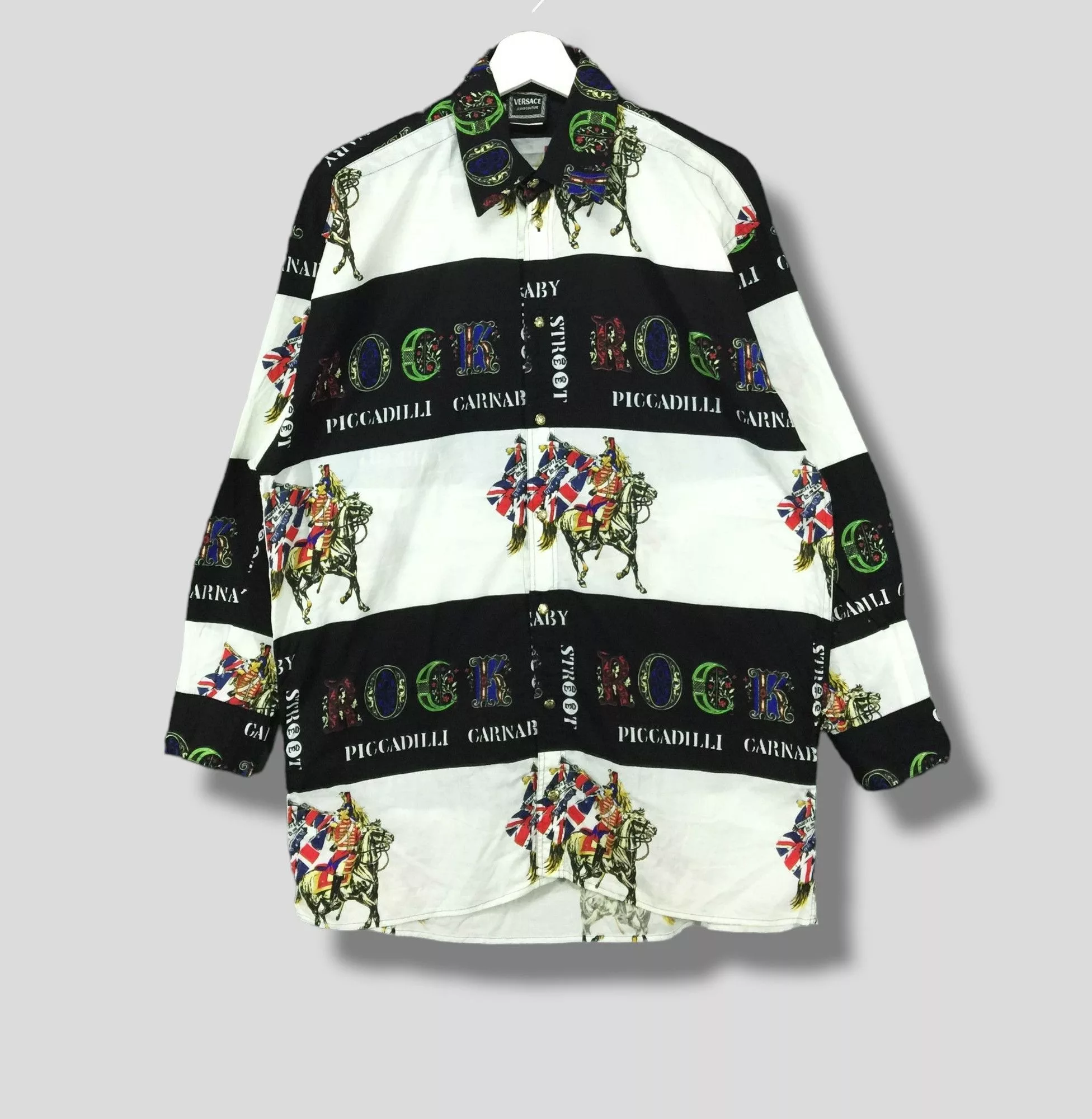 Designer Shirts Button Ups Designer × Versace × Versace Jeans Couture Vintage Versace jeans couture carnaby street button up shirt Gray