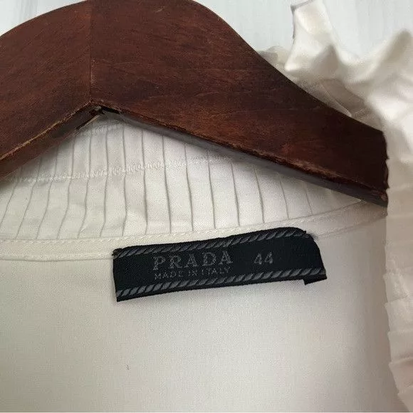 Prada Blouses PRADA Pearl White Lace Button Down Collared Women's Blouse