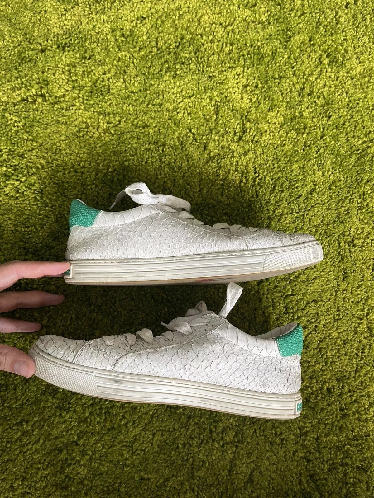 Designer Low Top Sneakers Designer × Dsquared2 🐍 Dsquared2 snakeskin phyton pattern sneakers White Avant-Garde