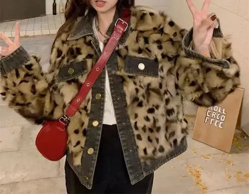 Hypebeast Jackets Hypebeast × Japanese Brand Jack Retro patchwork leopard print turf design jacket Brown Vintage