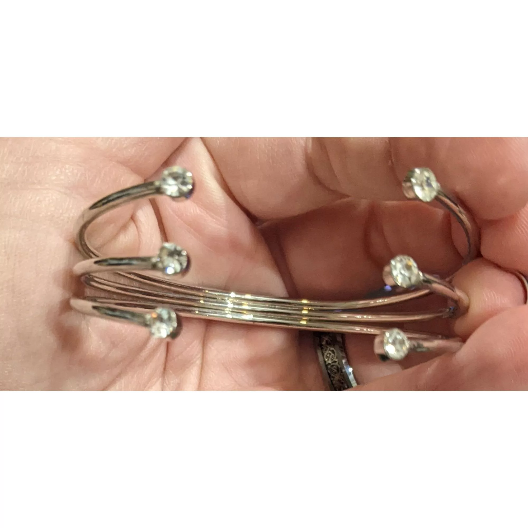 Other Bracelets Other Silver Rhinestone Open Cuff Bangle Bracelet