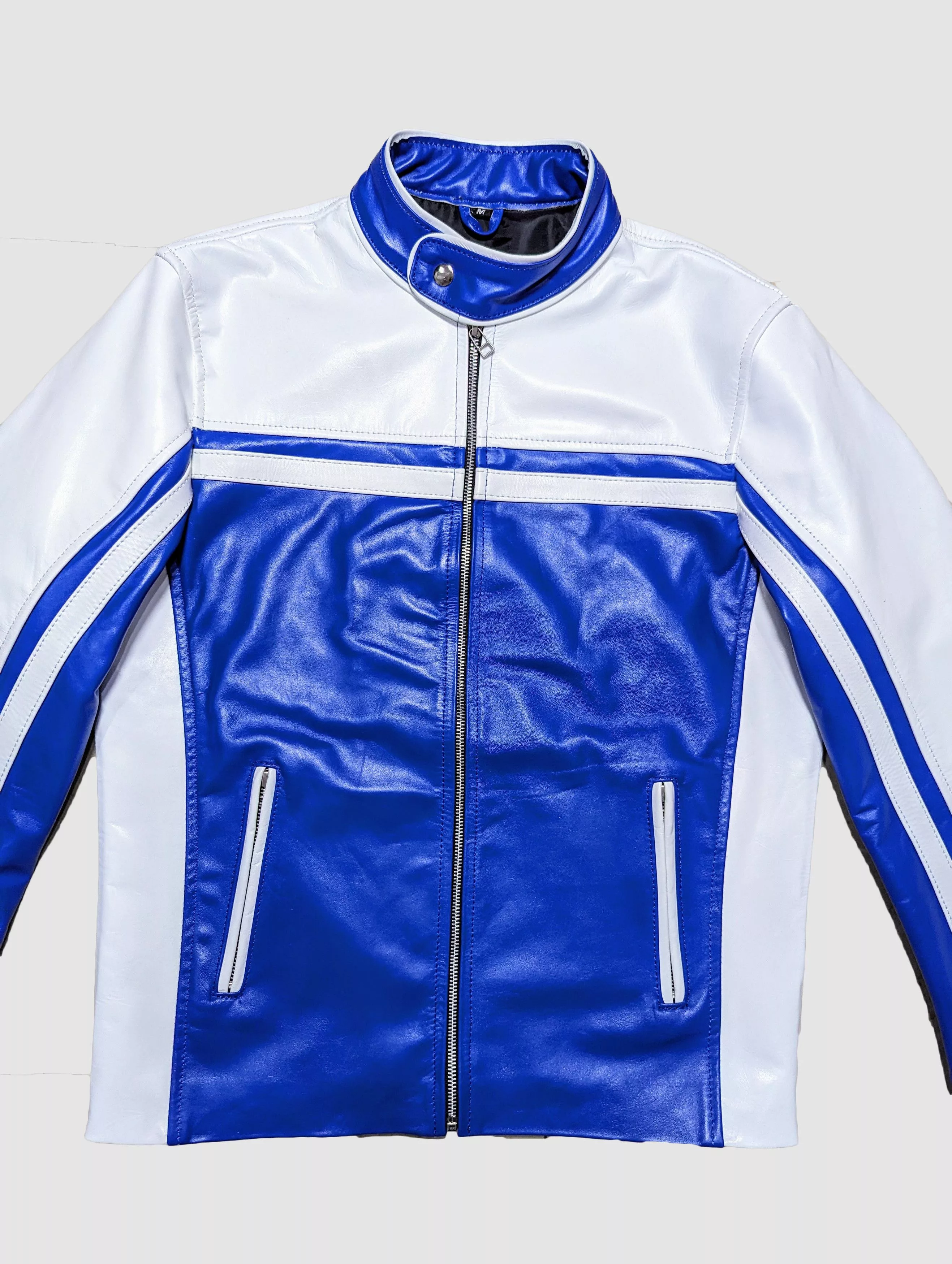 Genuine Leather Leather Jackets Genuine Leather Men's Fashion Leather Jacket Streetwear Blue Vintage