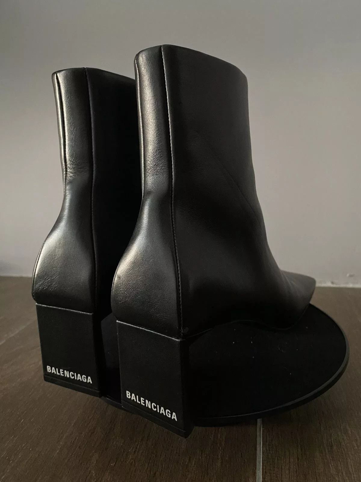 Balenciaga Boots Balenciaga Square Toe Flat Ankle Boots Black