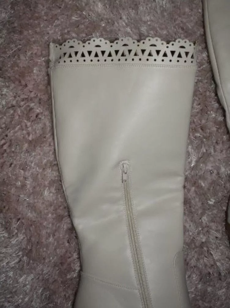 Other Boots Other NEW Michele Eyelet White Heeled Pointed Toe Boots Size 10