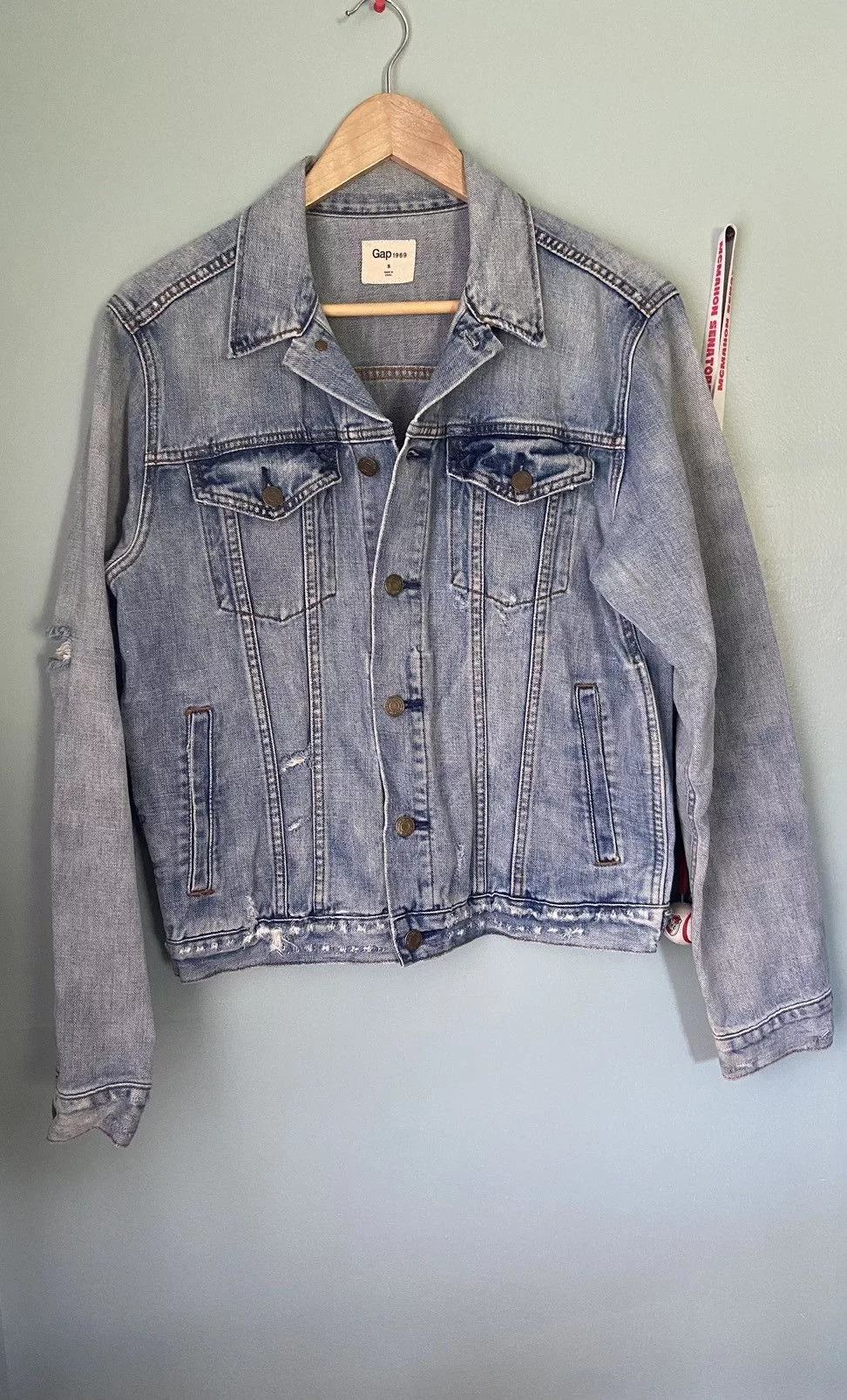 Gap Denim Jackets Gap × Vintage Distressed lightblue denim jacket