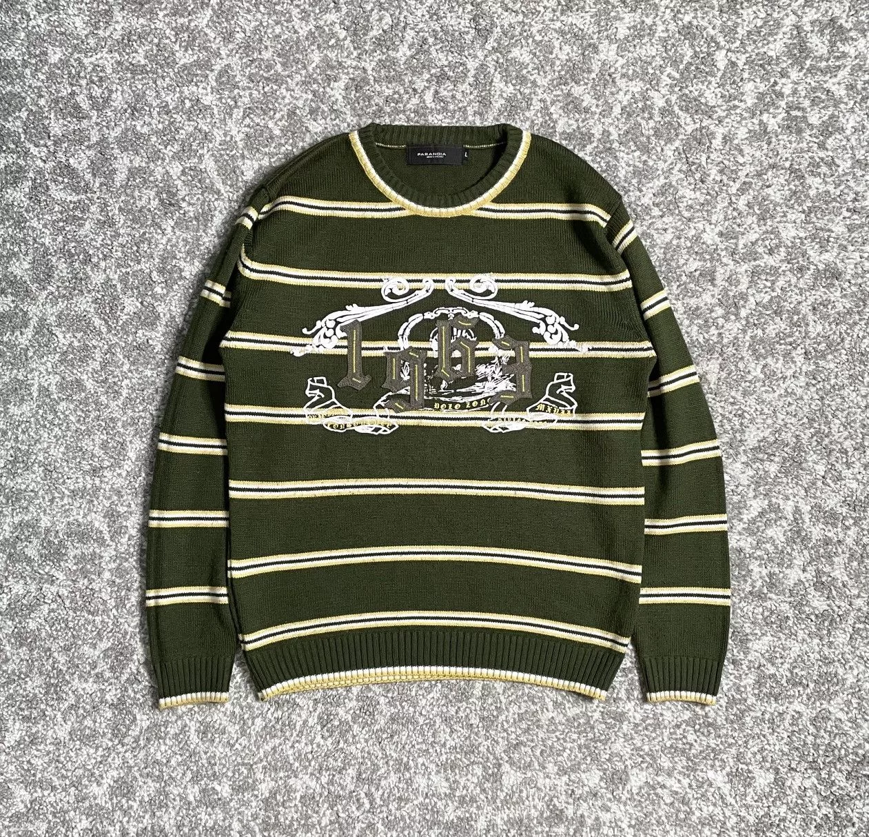 Vintage Sweaters Knitwear Vintage Multicolor Striped Knitwear Sweater Grunge Print Avant-Garde