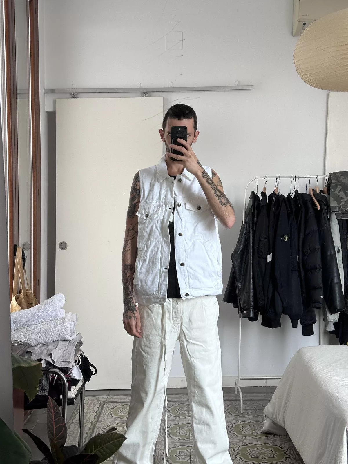 Ann Demeulemeester Vests Ann Demeulemeester Denim Vest White