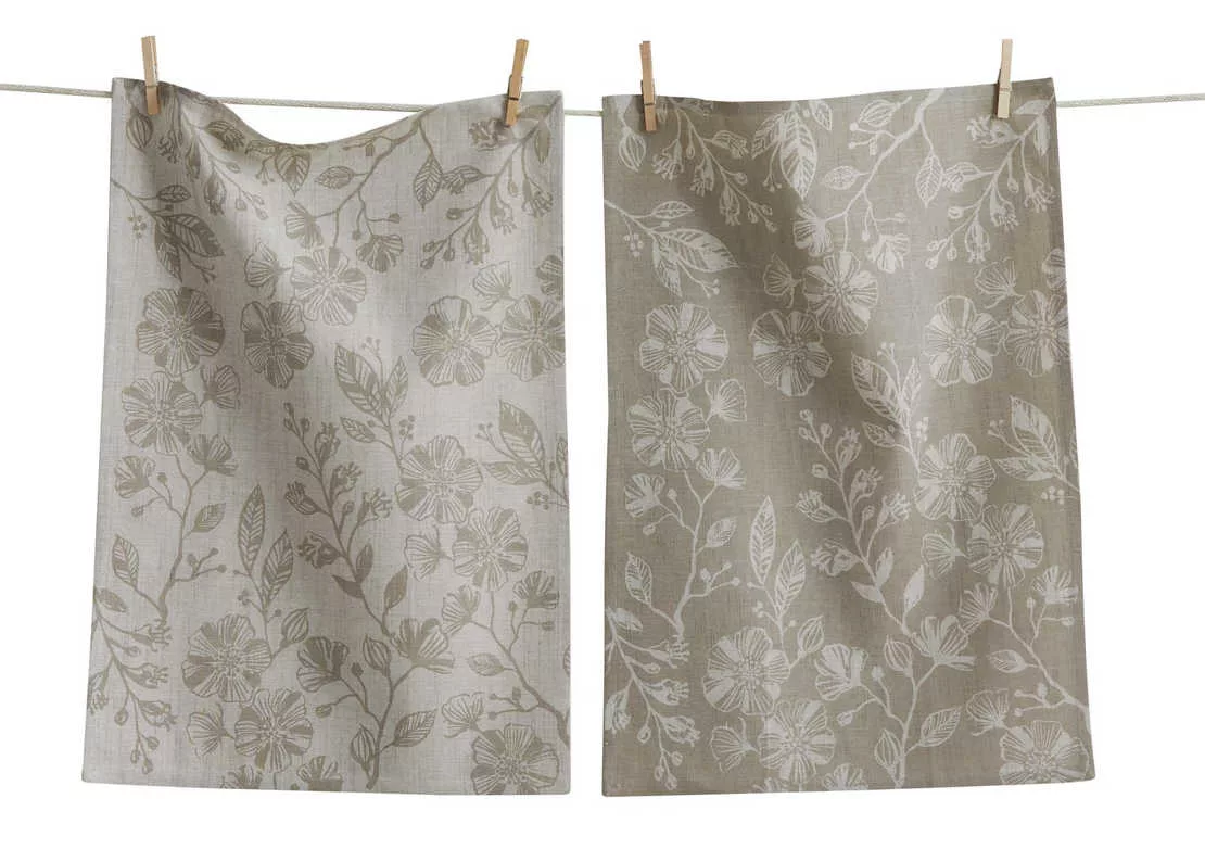 Canyon Print Floral Towel S/2 White